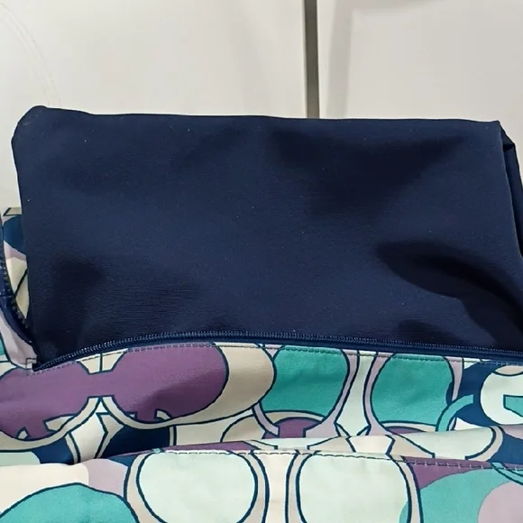 Coach Kyra Scarf Signature Messenger Bag In Blue and Purple - Picture 11 of 16